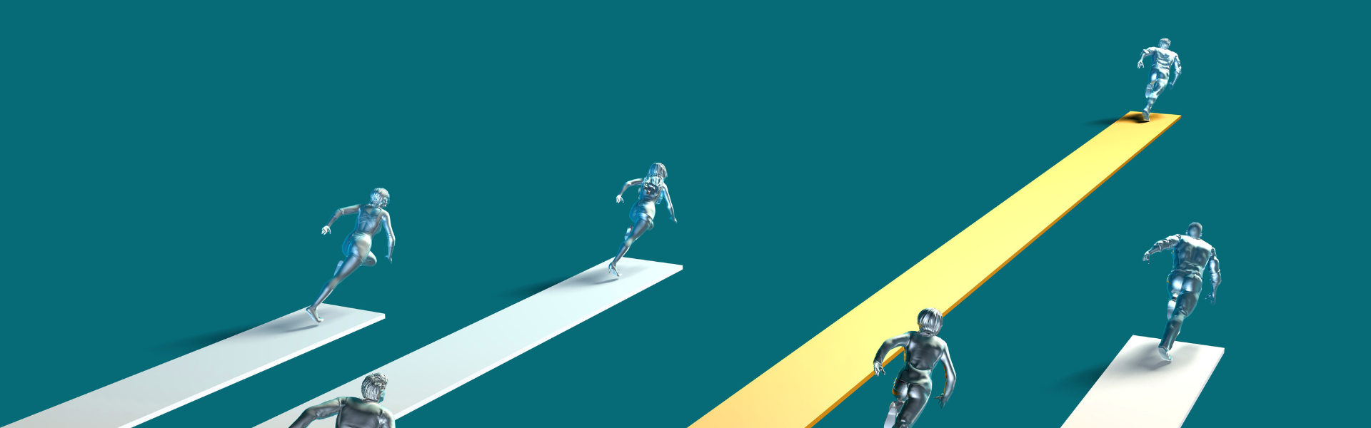 illustration of men and women racing