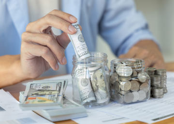 Money in jars