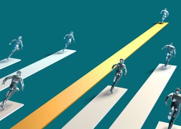 illustration of men and women racing