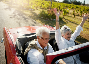 retired couple in car